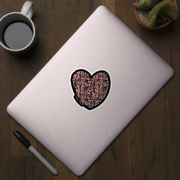 Pastel Red Rick Astley Rickroll QR Code Heart Art by VictoriaLehnard